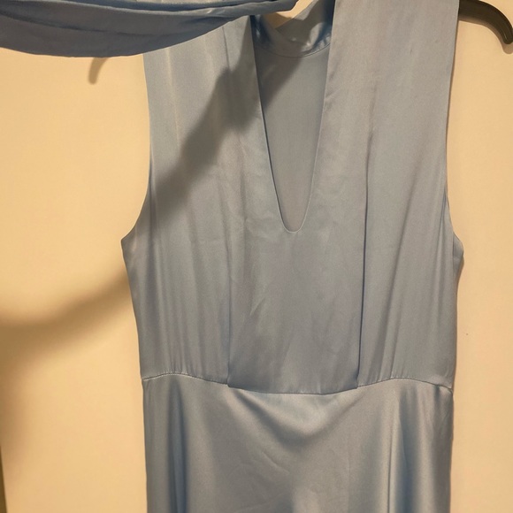 $268 FAVORITE DAUGHTER THE WHISK ME AWAY DRESS LIFHT BLUE SATIN MIDI SIZE 8 - Picture 11 of 14